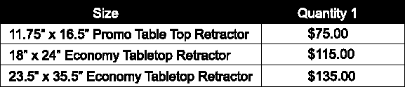 Retractable Table Top Banner pricing